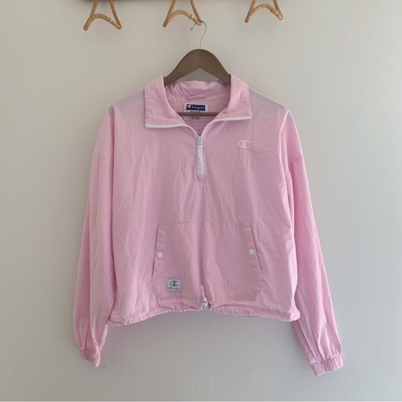 Champion Pink Women's 1/4 Zip Pullover Windbreaker Jacket - Picture 9 of 9